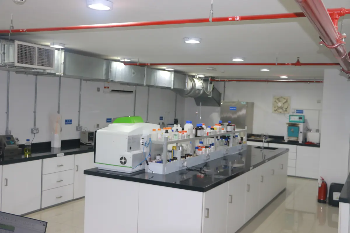 On-site laboratory at the Seashore Medical and Industrial Waste Factory with analytical instruments on the bench